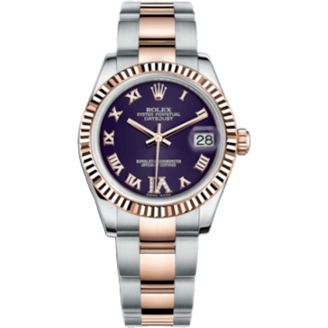 Rolex Datejust 31 Rolesor Everose Fluted / Oyster / Purple Roman 178271-0076