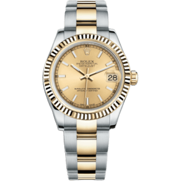 Rolex Datejust 31 Rolesor Yellow Fluted / Oyster / Champagne 178273-0009