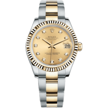 Rolex Datejust 31 Rolesor Yellow Fluted / Oyster / Champagne Diamond 178273-0018
