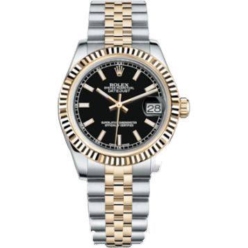 Rolex Datejust 31 Rolesor Yellow Fluted / Jubilee / Black 178273-0019