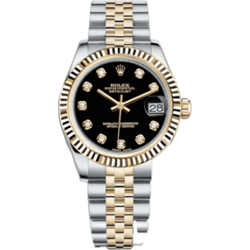 Rolex Datejust 31 Rolesor Yellow Fluted / Jubilee / Black Diamond 178273-0020