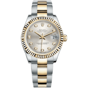 Rolex Datejust 31 Rolesor Yellow Fluted / Oyster / Silver Diamond 178273-0040