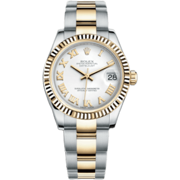 Rolex Datejust 31 Rolesor Yellow Fluted / Oyster / White Roman 178273-0072