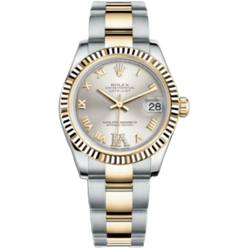 Rolex Datejust 31 Rolesor Yellow Fluted / Oyster / Silver Roman 178273-0094