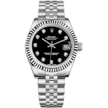 Rolex Datejust 31 Stainless Steel Fluted / Jubilee / Black - Diamond 178274-0014