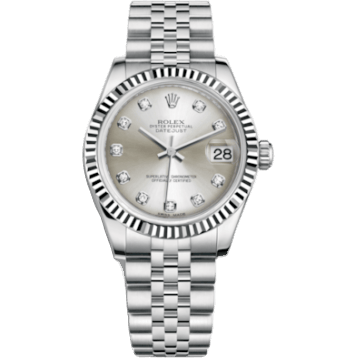 Rolex Datejust 31 Stainless Steel Fluted / Jubilee / Silver - Diamond 178274-0018