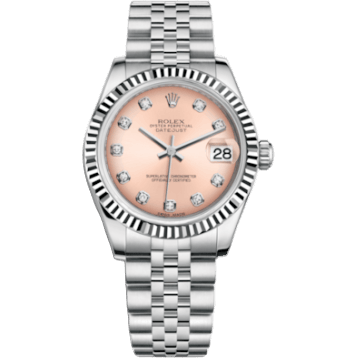 Rolex Datejust 31 Stainless Steel Fluted / Jubilee / Pink - Diamond 178274-0022