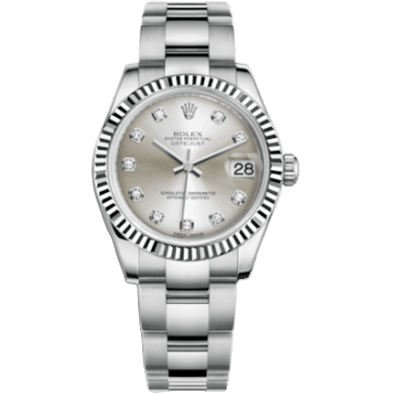Rolex Datejust 31 Stainless Steel Fluted / Oyster / Silver - Diamond 178274-0030
