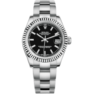 Rolex Datejust 31 Stainless Steel Fluted / Oyster / Black 178274-0034