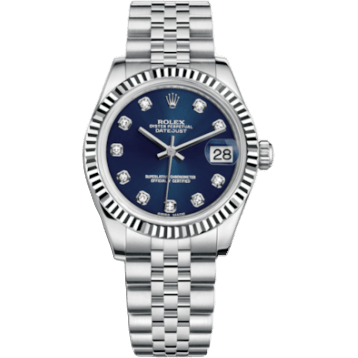 Rolex Datejust 31 Stainless Steel Fluted / Jubilee / Blue - Diamond 178274-0048