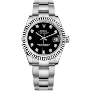 Rolex Datejust 31 Stainless Steel Fluted / Oyster / Black - Diamond 178274-0058
