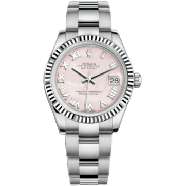 Rolex Datejust 31 Stainless Steel Fluted / Oyster / Pink MOP - Roman 178274-0068