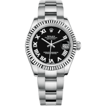 Rolex Datejust 31 Stainless Steel Fluted / Oyster / Black - Roman 178274-0078