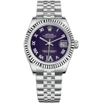 Rolex Datejust 31 Stainless Steel Fluted / Jubilee / Purple Roman 178274-0088