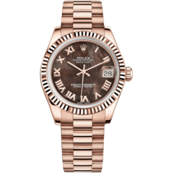 Datejust 31 Everose Fluted / President / Black MOP Roman