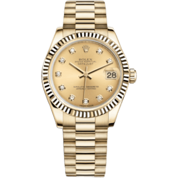 Rolex Datejust 31 Yellow Gold Fluted / President / Champagne Diamond 178278-0018
