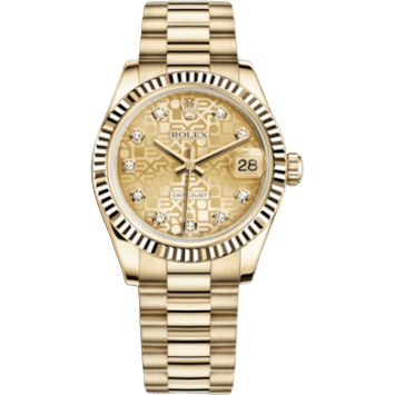 Rolex Datejust 31 Yellow Gold Fluted / President / Champagne Computer 178278-0021
