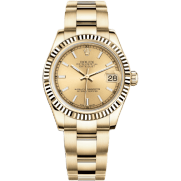 Rolex Datejust 31 Yellow Gold Fluted / Oyster / Champagne 178278-0070