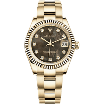Rolex Datejust 31 Yellow Gold Fluted / Oyster / Black MOP 178278-0113