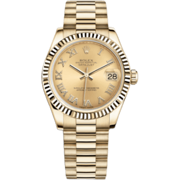 Rolex Datejust 31 Yellow Gold Fluted / President / Champagne Roman 178278-0117