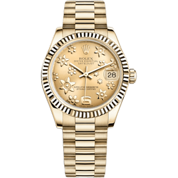 Rolex Datejust 31 Yellow Gold Fluted / President / Champagne Floral 178278-0119