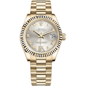 Rolex Datejust 31 Yellow Gold Fluted / President / Silver Roman 178278-0121