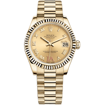 Rolex Datejust 31 Yellow Gold Fluted / President / Champagne Roman 178278-0128