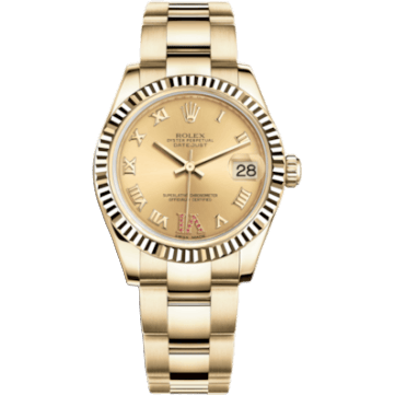 Rolex Datejust 31 Yellow Gold Fluted / Oyster / Champagne Roman 178278-0133