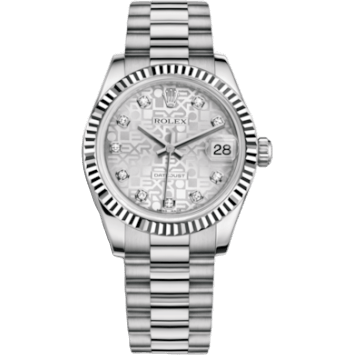 Rolex Datejust 31 White Gold Fluted / President / Silver Computer 178279-0006