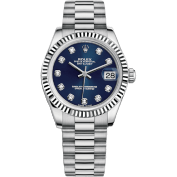 Rolex Datejust 31 White Gold Fluted / President / Blue Diamond 178279-0033