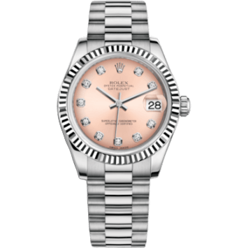 Rolex Datejust 31 White Gold Fluted / President / Pink Diamond 178279-0036