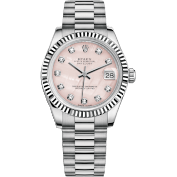 Rolex Datejust 31 White Gold Fluted / President / Pink MOP 178279-0043