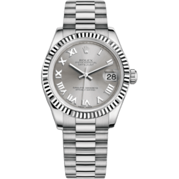Rolex Datejust 31 White Gold Fluted / President / Rhodium Roman 178279-0047