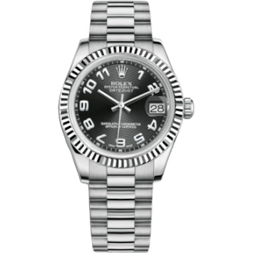 Rolex Datejust 31 White Gold Fluted / President / Black Arabic 178279-0054