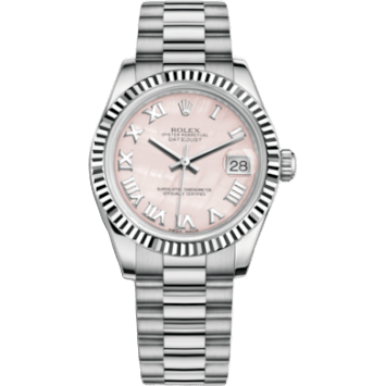Rolex Datejust 31 White Gold Fluted / President / Pink MOP Roman 178279-0058