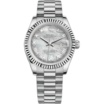 Rolex Datejust 31 White Gold Fluted / President / MOP Roman 178279-0064