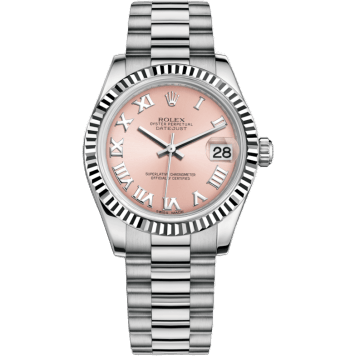 Rolex Datejust 31 White Gold Fluted / President / Pink Roman 178279-0068