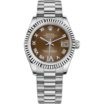 Rolex Datejust 31 White Gold Fluted / President / Bronze Roman 178279-0074