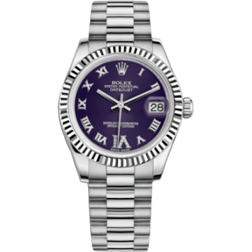 Rolex Datejust 31 White Gold Fluted / President / Blue Roman 178279-0075