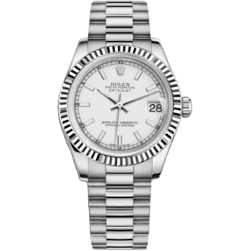 Rolex Datejust 31 White Gold Fluted / President / White 178279-0079