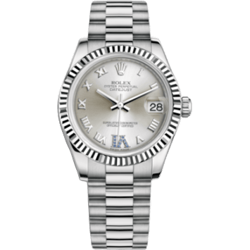 Rolex Datejust 31 White Gold Fluted / President / Silver Roman 178279-0081