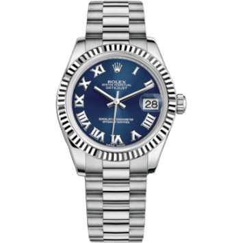 Rolex Datejust 31 White Gold Fluted / President / Blue Roman 178279-0083