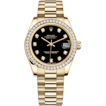Rolex Datejust 31 Yellow Gold Diamond / President / Black Diamond 178288-0011