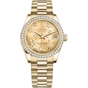 Rolex Datejust 31 Yellow Gold Diamond / President / Champagne Floral 178288-0049