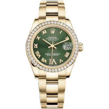 Rolex Datejust 31 Yellow Gold Diamond / Oyster / Olive Roman 178288-0055