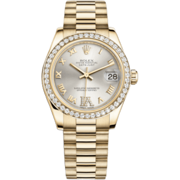 Rolex Datejust 31 Yellow Gold Diamond / President / Silver Roman 178288-0056