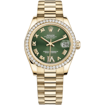 Rolex Datejust 31 Yellow Gold Diamond / President / Olive Roman 178288-0057