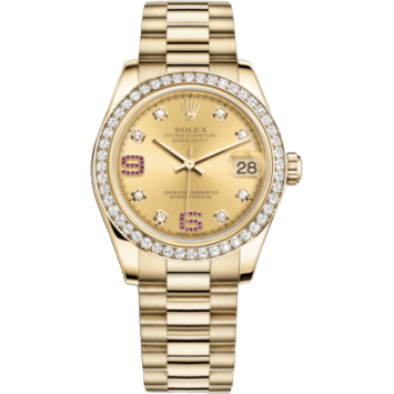 Rolex Datejust 31 Yellow Gold Diamond / President / Champagne Diamonds Rubies 178288-0063