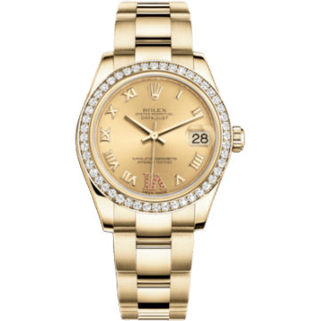 Rolex Datejust 31 Yellow Gold Diamond / Oyster / Champagne Roman 178288-0065