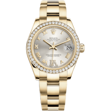 Rolex Datejust 31 Yellow Gold Diamond / Oyster / Silver Roman 178288-0067